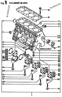  Двигатель Yanmar 4TN84E-RKRV, узел -  Блок цилиндров 
