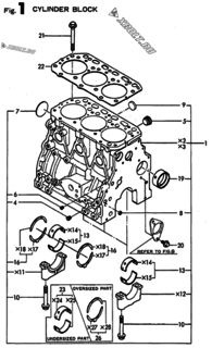  Двигатель Yanmar 3TN82TE-MD, узел -  Блок цилиндров 