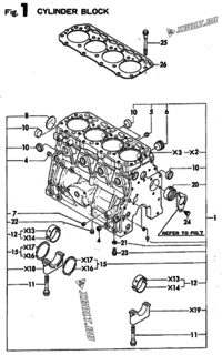  Двигатель Yanmar 4TN82E-MD, узел -  Блок цилиндров 