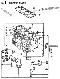  Двигатель Yanmar 4TN84TE-MD, узел -  Блок цилиндров 