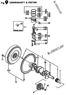  Двигатель Yanmar 4TN84TE-MD, узел -  Коленвал и поршень 
