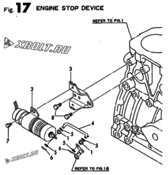  Двигатель Yanmar 4TN84TE-MD, узел -  Устройство остановки двигателя 