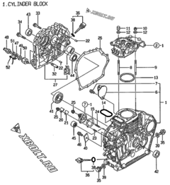  Двигатель Yanmar L48AE-DEG, узел -  Блок цилиндров 