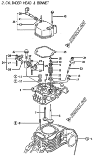  Двигатель Yanmar L48AE-DEG, узел -  Головка блока цилиндров (ГБЦ) 