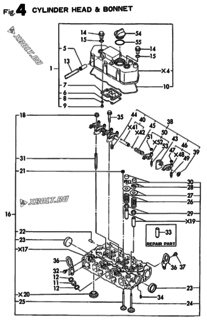  Двигатель Yanmar 3TNE68-AC, узел -  Головка блока цилиндров (ГБЦ) 