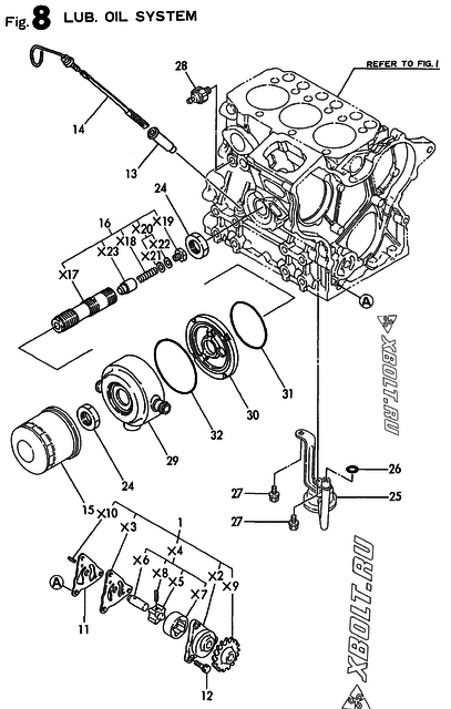  Система смазки двигателя Yanmar 3TNE68-AC