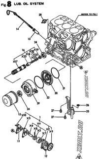  Двигатель Yanmar 3TNE68-AC, узел -  Система смазки 
