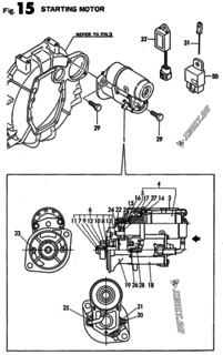  Двигатель Yanmar 4TNE88-NS, узел -  Стартер 