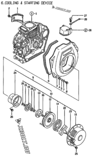  Двигатель Yanmar L40AE-DVR, узел -  Пусковое устройство 
