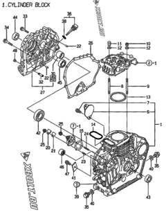  Двигатель Yanmar L40AE-DVR, узел -  Блок цилиндров 