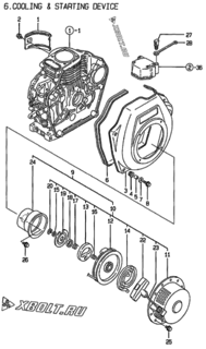  Двигатель Yanmar L40AE-DVR, узел -  Пусковое устройство 