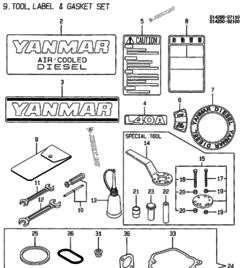  Двигатель Yanmar L40AE-DVR, узел -  Инструменты, шильды и комплект прокладок 