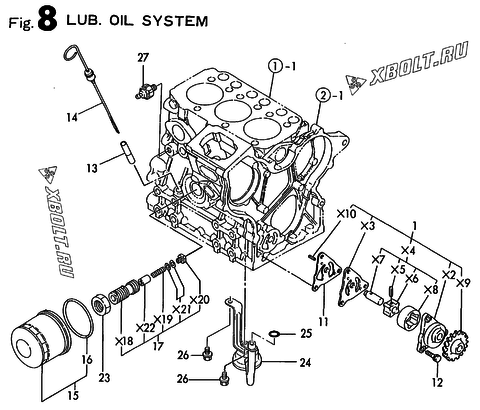  Система смазки двигателя Yanmar 3TN66E-LC
