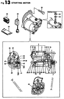  Двигатель Yanmar 3TN66E-LC, узел -  Стартер 