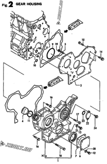  Двигатель Yanmar 4TN82E-HP, узел -  Корпус редуктора 