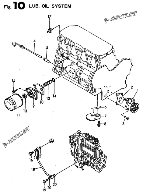  Система смазки двигателя Yanmar 4TN82E-HP