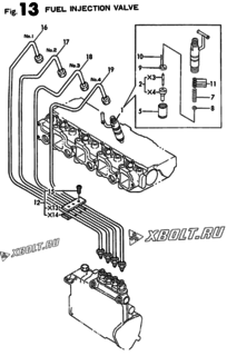 Двигатель Yanmar 4TN82E-HP, узел -  Форсунка 