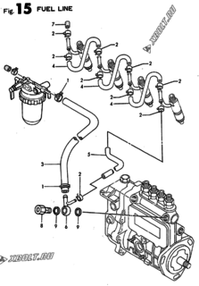  Двигатель Yanmar 4TN82E-HP, узел -  Топливопровод 