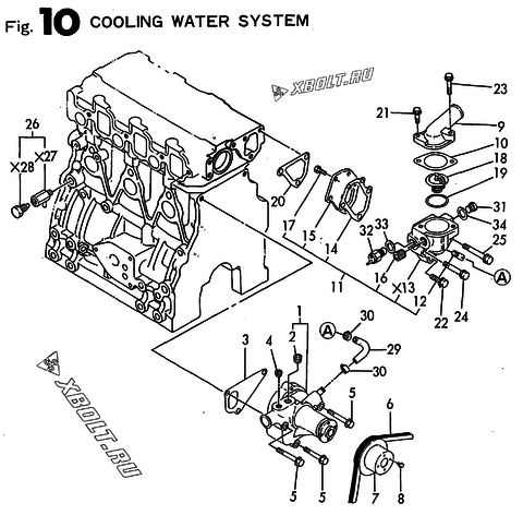 Система водяного охлаждения двигателя Yanmar 4TN82E-RK