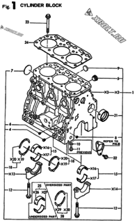  Двигатель Yanmar 3TN84TE-KRL, узел -  Блок цилиндров 