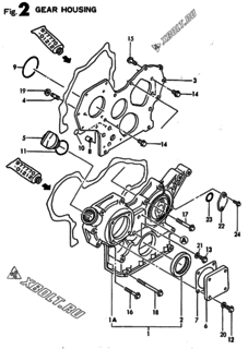  Двигатель Yanmar 3TN82E-RK, узел -  Корпус редуктора 