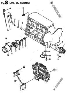  Двигатель Yanmar 4TN82E-RDWS, узел -  Система смазки 