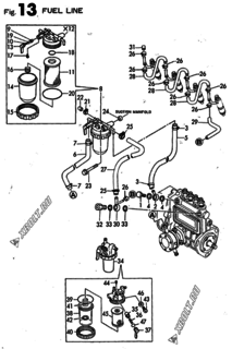  Двигатель Yanmar 4TN82E-RDWS, узел -  Топливопровод 