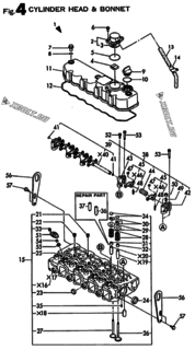  Двигатель Yanmar 4TN82E-RNS, узел -  Головка блока цилиндров (ГБЦ) 