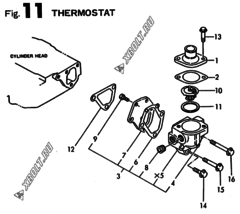  Двигатель Yanmar 4TN82E-RNS, узел -  Термостат 