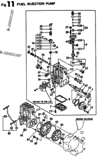  Двигатель Yanmar 3TN100E-SB, узел -  Топливный насос высокого давления (ТНВД) 
