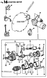  Двигатель Yanmar 3TN100E-SB, узел -  Стартер 