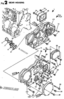 Двигатель Yanmar 3TN100E-SD2, узел -  Корпус редуктора 