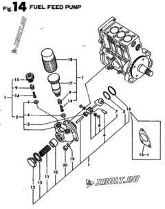  Двигатель Yanmar 3TN100E-SD2, узел -  Топливный насос 