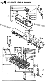  Двигатель Yanmar 4TN84E-SD1, узел -  Головка блока цилиндров (ГБЦ) 