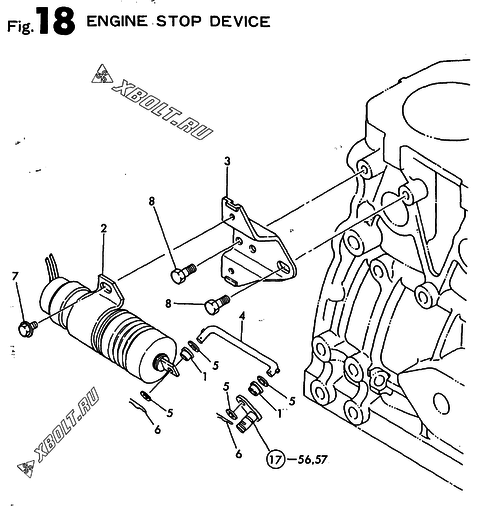  Устройство остановки двигателя двигателя Yanmar 4TN84E-SD1