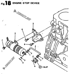  Двигатель Yanmar 4TN84E-SD1, узел -  Устройство остановки двигателя 