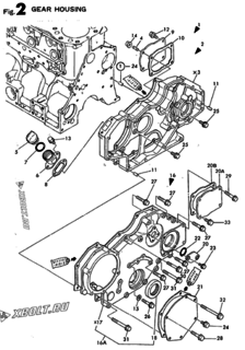  Двигатель Yanmar 4TN100E-SD1, узел -  Корпус редуктора 