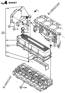  Двигатель Yanmar 4TN100TE-SD1, узел -  Крышка 