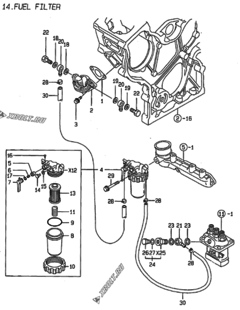  Двигатель Yanmar 3TNE68-ADCL, узел -  Топливный фильтр 