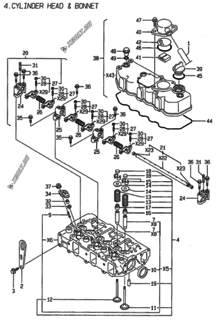  Двигатель Yanmar 3TNE78A-ADCL, узел -  Головка блока цилиндров (ГБЦ) 