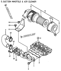  Двигатель Yanmar 3TNE78A-ADCL, узел -  Впускной коллектор и воздушный фильтр 