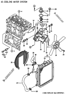  Двигатель Yanmar 3TNE78A-ADCL, узел -  Система водяного охлаждения 