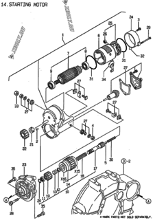  Двигатель Yanmar 3TNE78A-ADCL, узел -  Стартер 