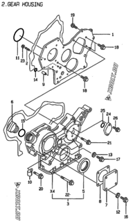  Двигатель Yanmar 4TNE84-ADCL, узел -  Корпус редуктора 
