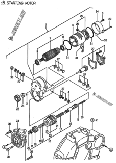  Двигатель Yanmar 4TNE84-ADCL, узел -  Стартер 