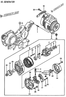  Двигатель Yanmar 4TNE84-ADCL, узел -  Генератор 