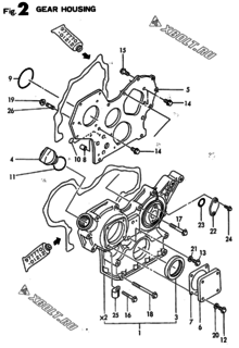  Двигатель Yanmar 4TNE88-ADCL, узел -  Корпус редуктора 