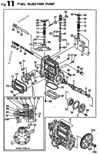  Двигатель Yanmar 4TNE88-ADCL, узел -  Топливный насос высокого давления (ТНВД) 