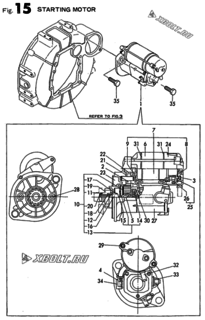  Двигатель Yanmar 4TNE88-ADCL, узел -  Стартер 