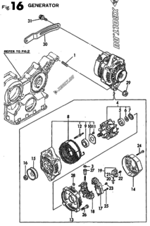  Двигатель Yanmar 4TNE88-ADCL, узел -  Генератор 